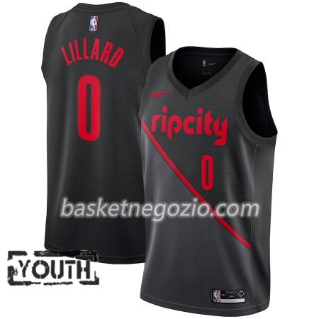 Canotte Bambino Portland Trail Blazers Damian Lillard 0 2018-19 Nike City Edition Nero Swingman